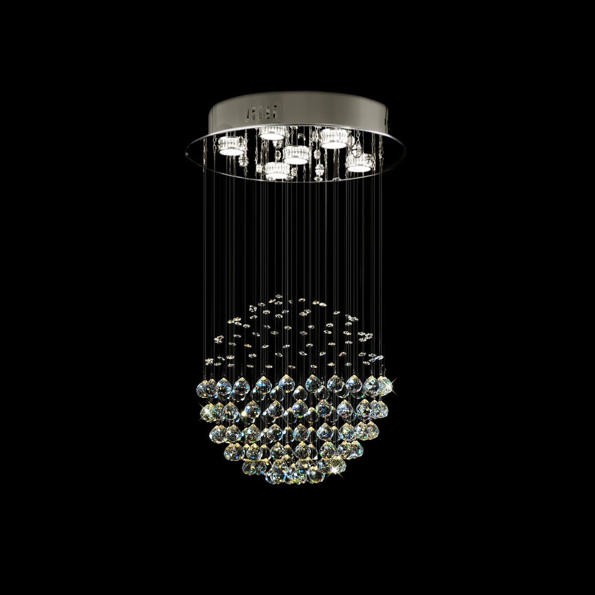 Lustre Sphère Cristal Pluie Chrome pour Salle à Manger
