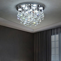 Lustre Rond Cristal Salle à Manger Argenté