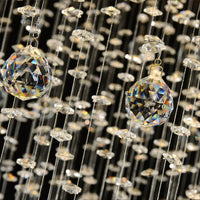 Lustre Rond Pluie Cristal K9 Chrome pour Escalier et Entrée