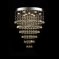 Lustre Rond Cristal Salon allumé ambiance