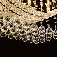 Lustre Arrondi Cristal Salle à Manger allumé ambiance