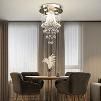 Lustre Rond Cristal Argenté Salon vue d'ensemble