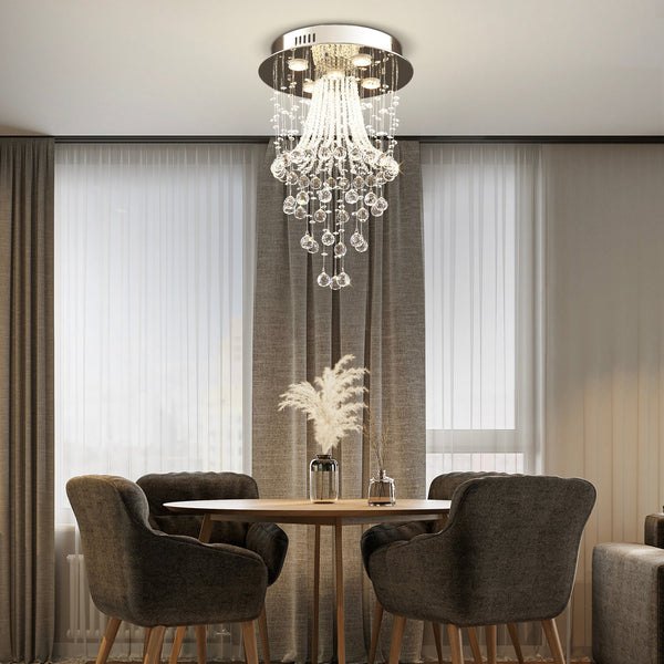 Lustre Rond Cristal Argenté Salon vue d'ensemble