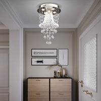 Lustre Rond Cristal Argenté Salon en situation