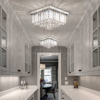 Lustre Carré Cristal Salle à Manger en situation