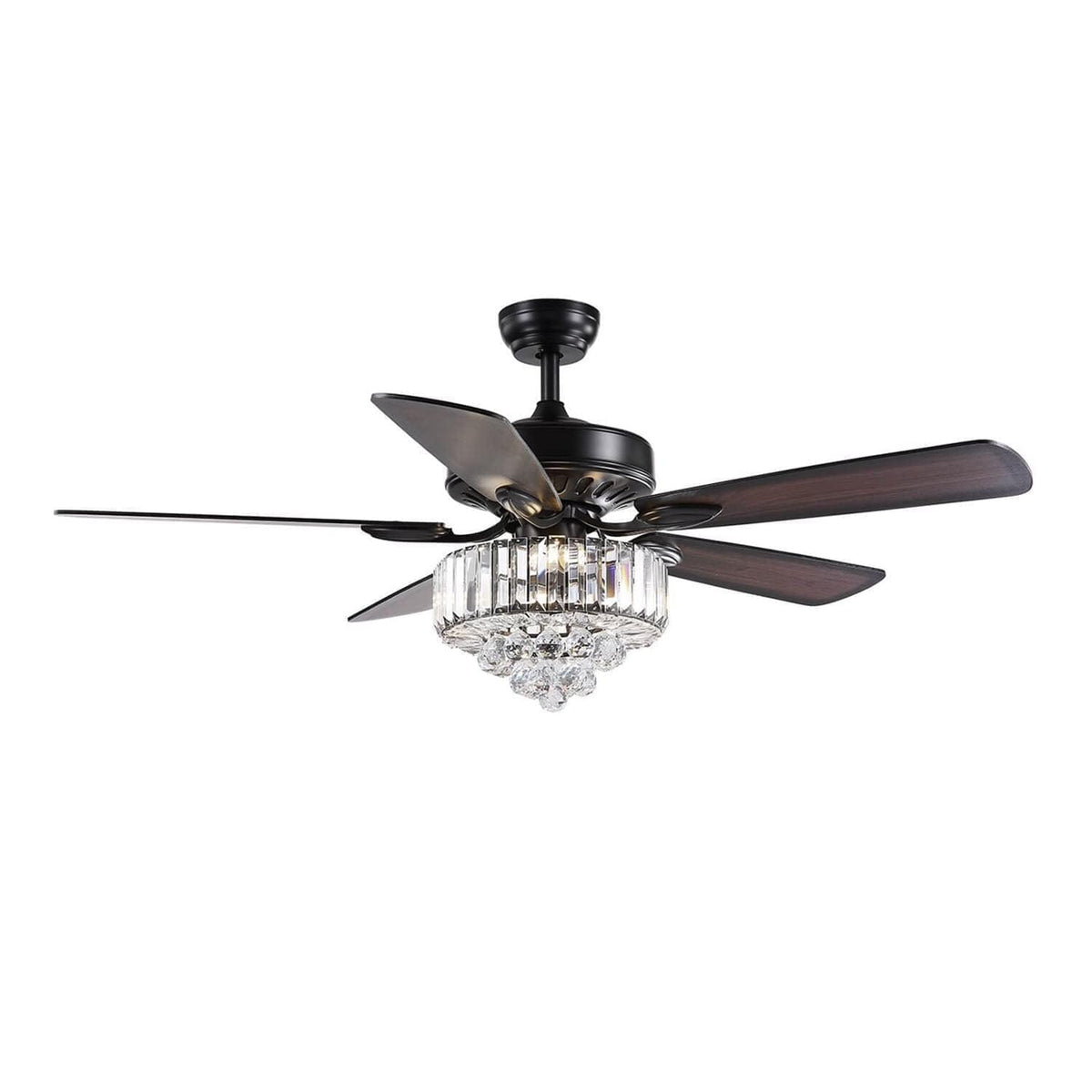 Plafonnier Ventilateur Cristal avec 5 Pales Noires