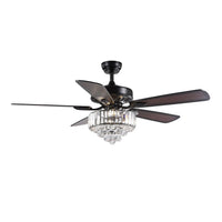 Plafonnier Ventilateur Cristal avec 5 Pales Noires