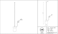 Silhouette verticale du lampadaire LED tube noir Tuva de nuit