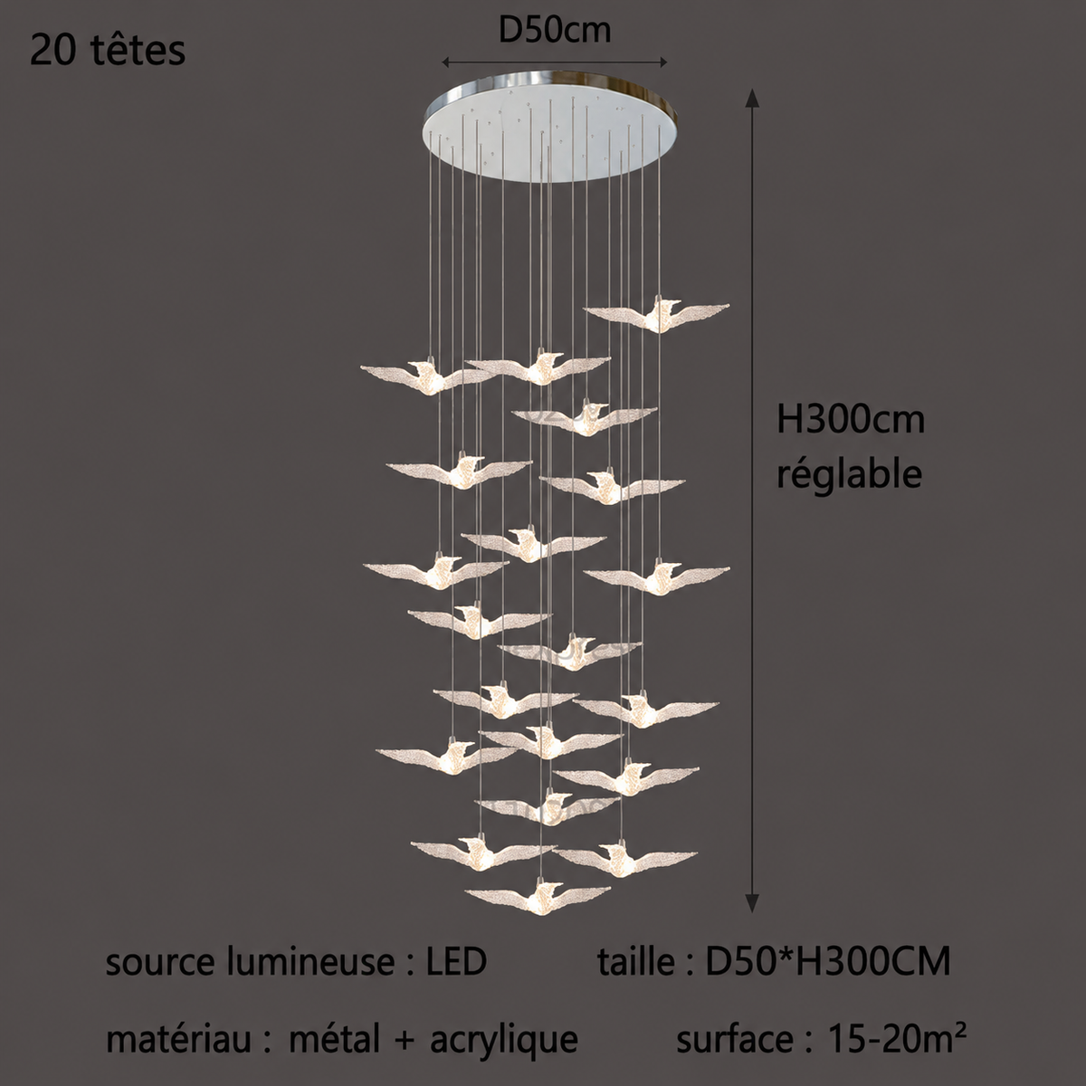 Suspension LED Oiseau Design Moderne Lumio
