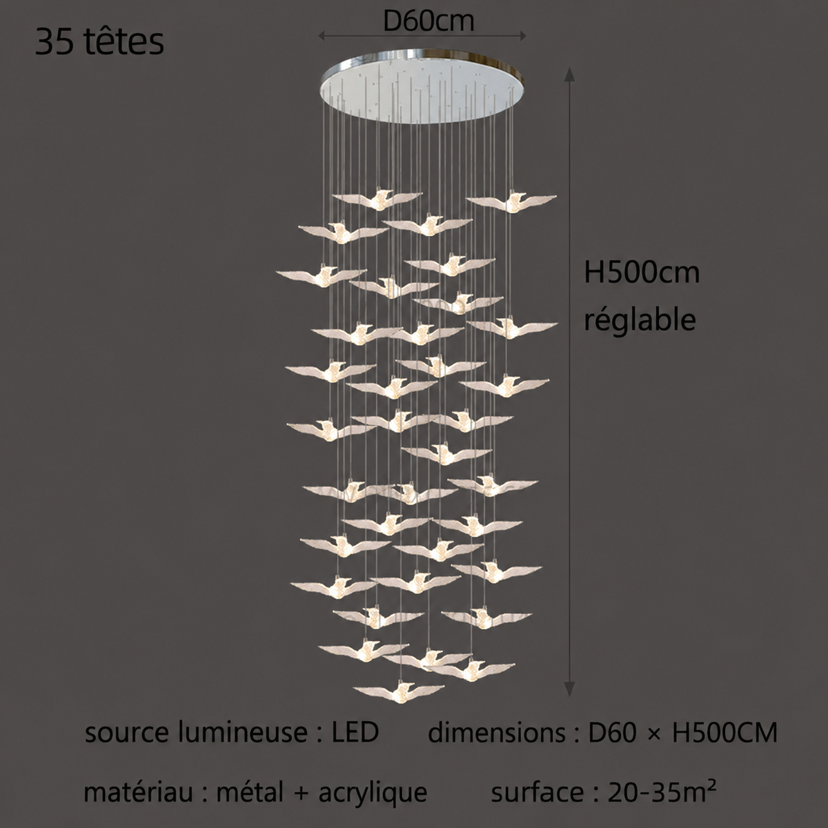 Suspension LED Oiseau Design Moderne Lumio