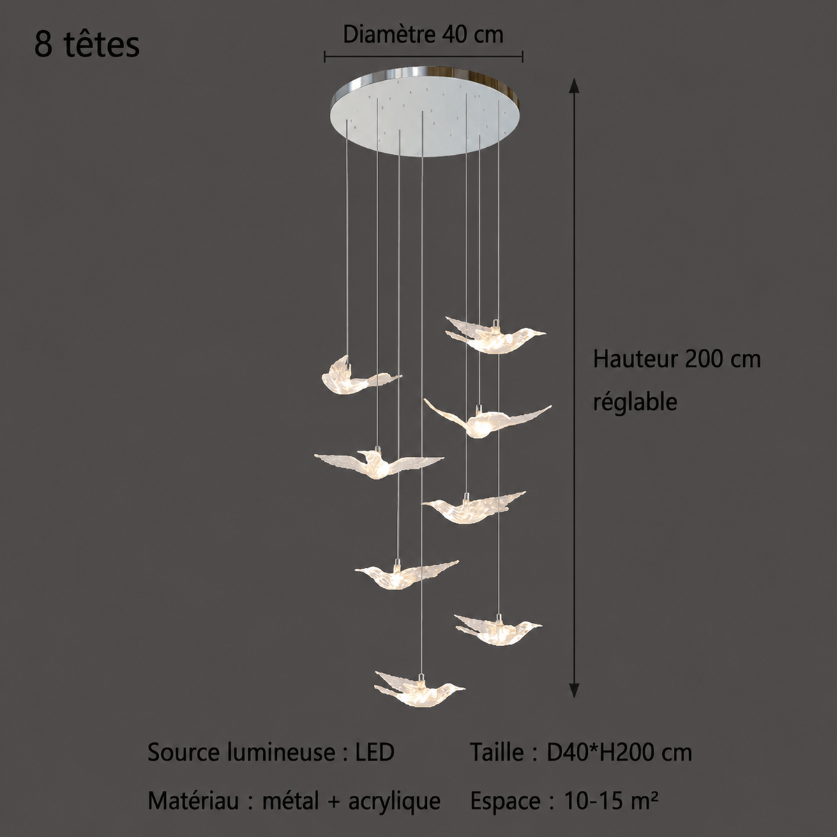 Suspension LED Oiseau Design Moderne Lumio
