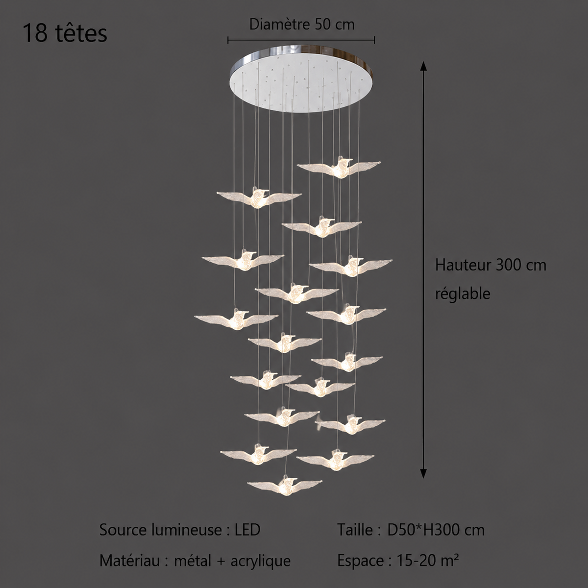 Suspension LED Oiseau Design Moderne Lumio