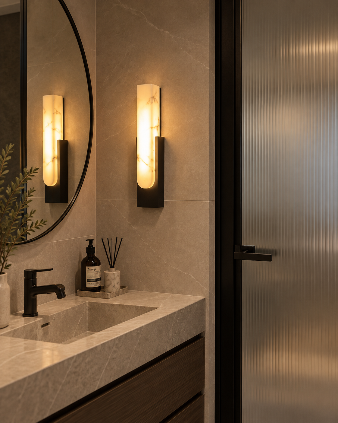 Applique Murale LED Albâtre et Cuivre