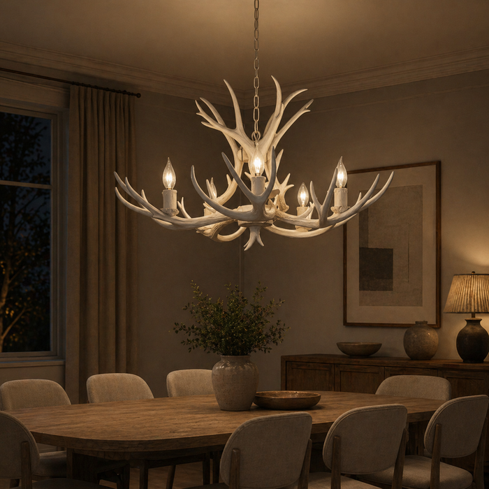 Lustre Bois de Cerf en Résine et Métal