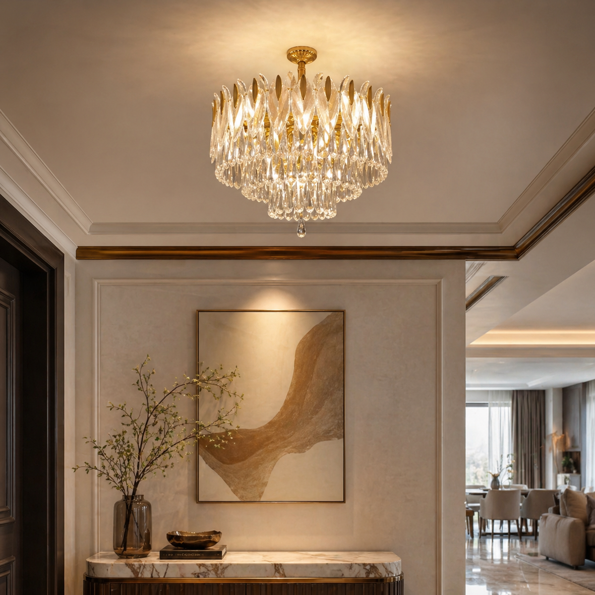 Lustre Suspension en Cristal Élégant