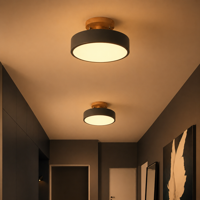 Plafonnier LED Bois et Métal Coloré Celio