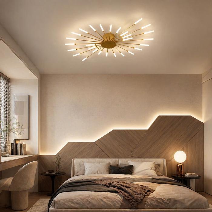 Plafonnier LED Design en Métal Noir ou Doré