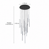 Lustre Cascade LED Noir Connecté pour Salle à Manger