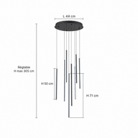 Lustre Cascade LED Noir Connecté pour Salle à Manger