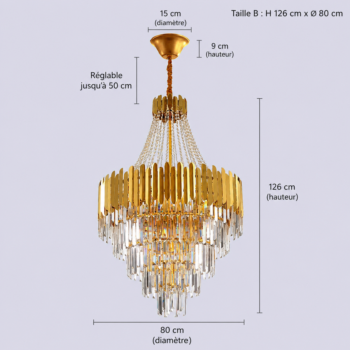 Lustre Cristal Doré Moderne pour Salon