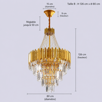 Lustre Cristal Doré Moderne pour Salon