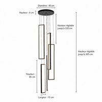 Lustre 5 Lumières LED Connecté Noir ou Or pour Salle à Manger