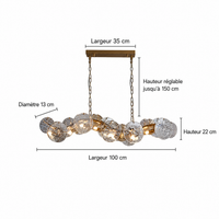Lustre Verre Ondulé Doré pour Salle à Manger