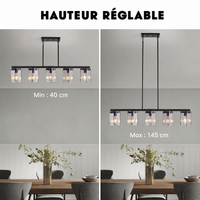 Lustre Linéaire Verre Fumé pour Salle à Manger