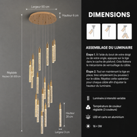 Lustre 25 Lumières Plafond Haut pour Salon
