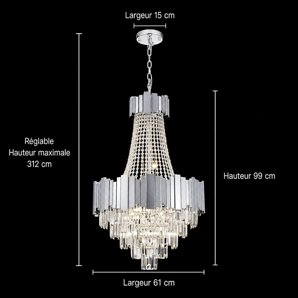 Lustre Cristal Étages pour Salle à Manger