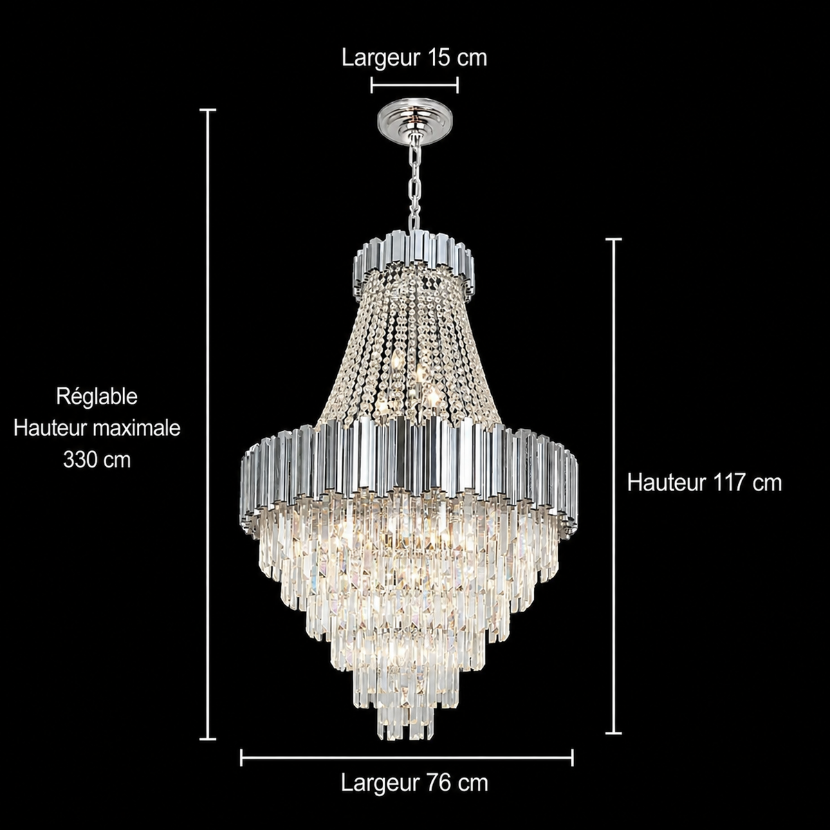 Lustre Cristal Étages pour Salle à Manger