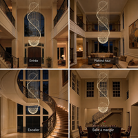 Lustre Spirale Cristal Triple Sphère pour Escalier et Entrée