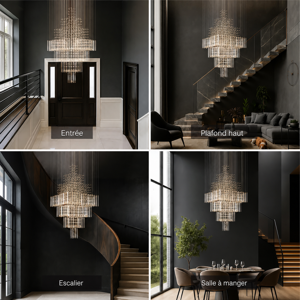 Lustre Cristal Gouttes pour Salon