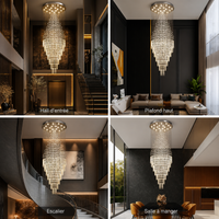 Lustre Cristal Gouttes Flottantes pour Escalier et Entrée