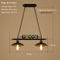 Lustre Billard Rétro 3 Lumières en Métal Lumio