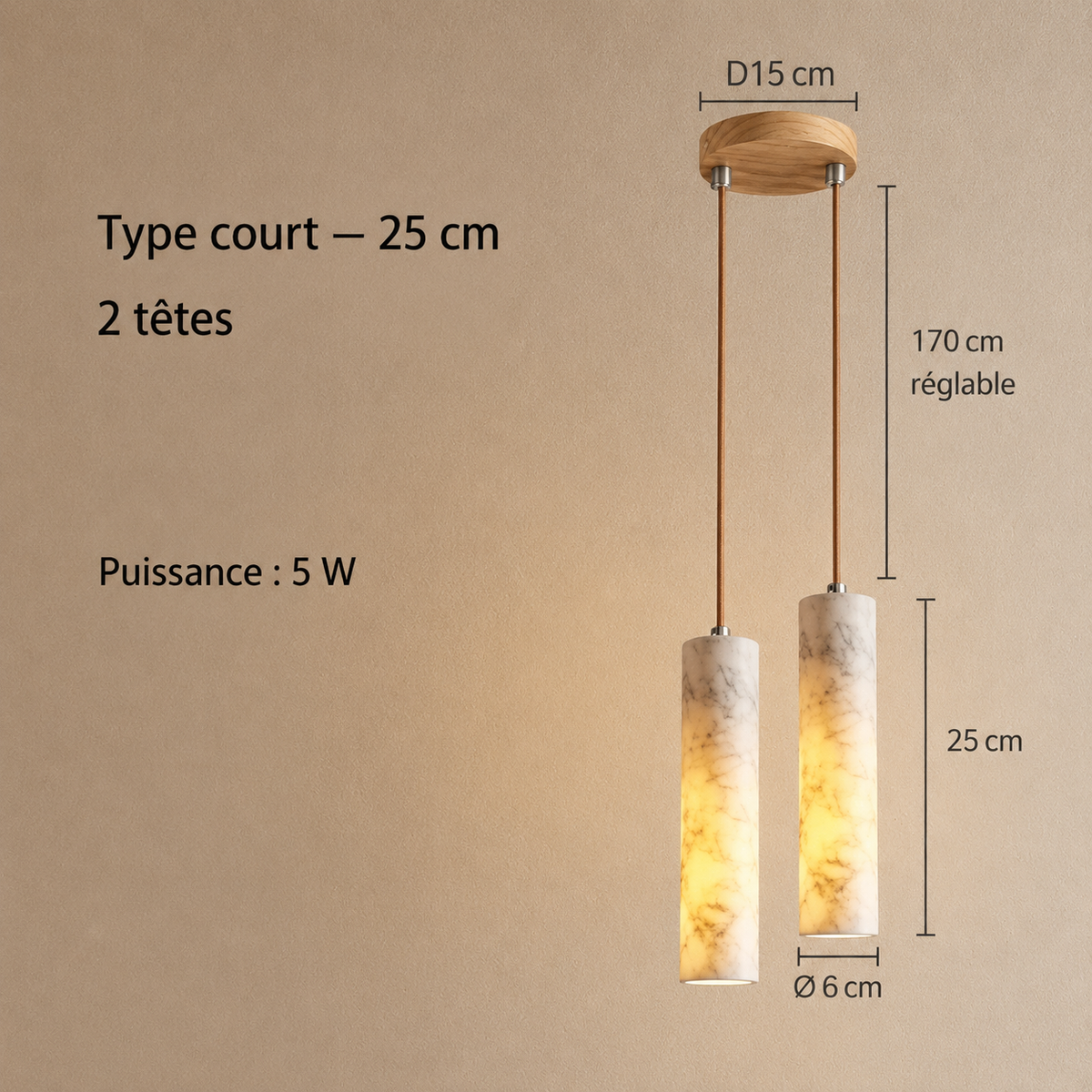 Lampe Suspendue LED en Marbre Moderne