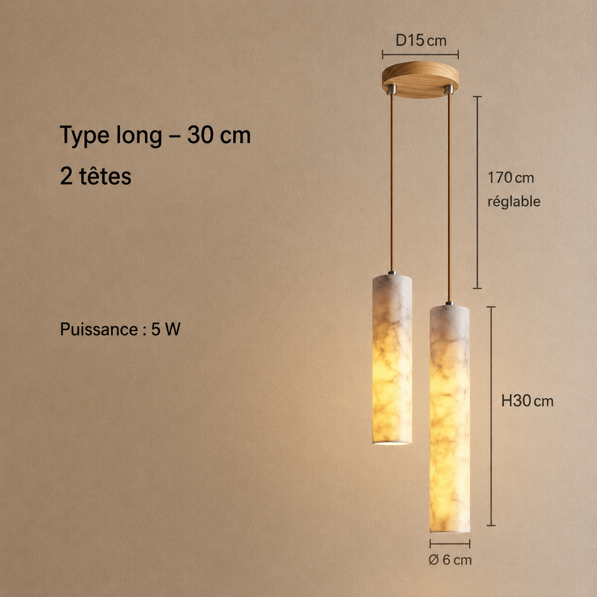 Lampe Suspendue LED en Marbre Moderne