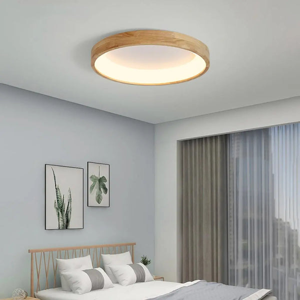 Plafonnier Scandinave Circulaire Encastré - Bois Naturel Lumio™