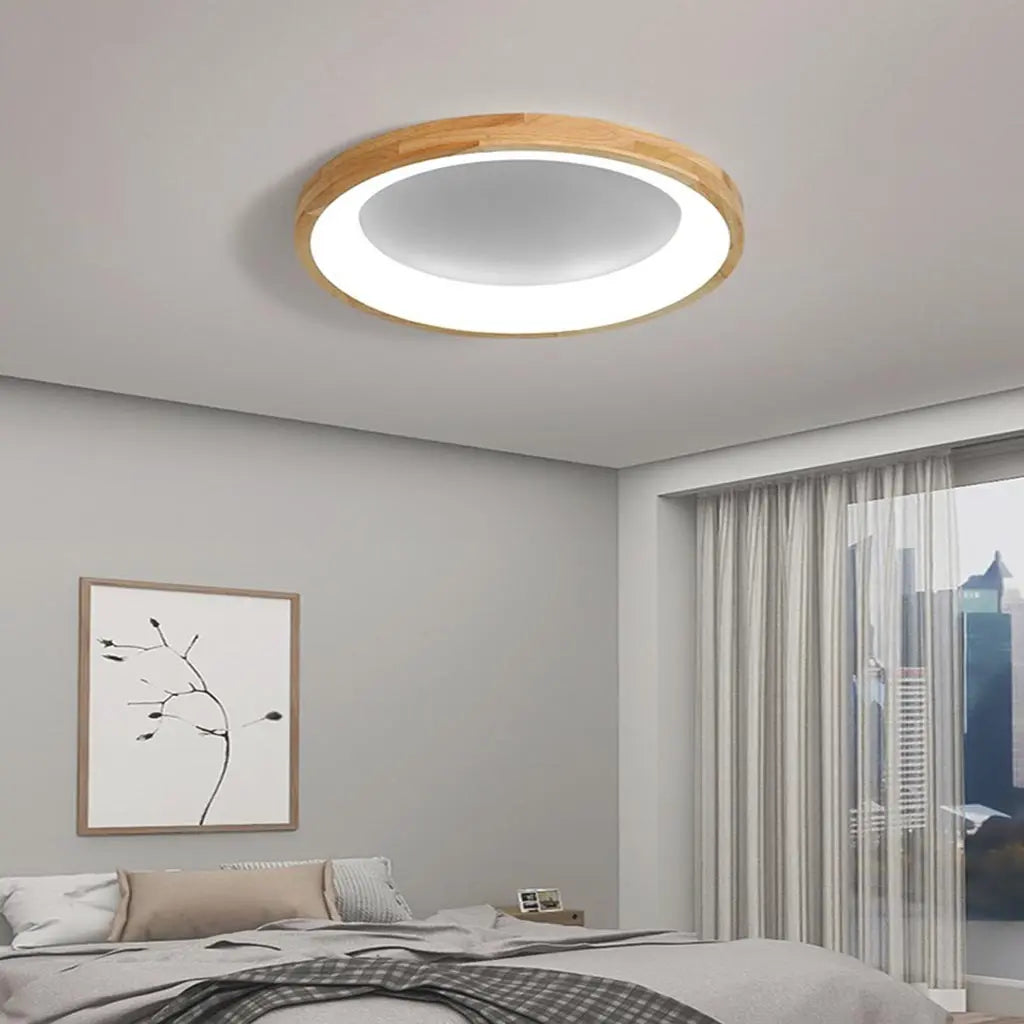 Plafonnier Scandinave Circulaire Encastré - Bois Naturel Lumio™