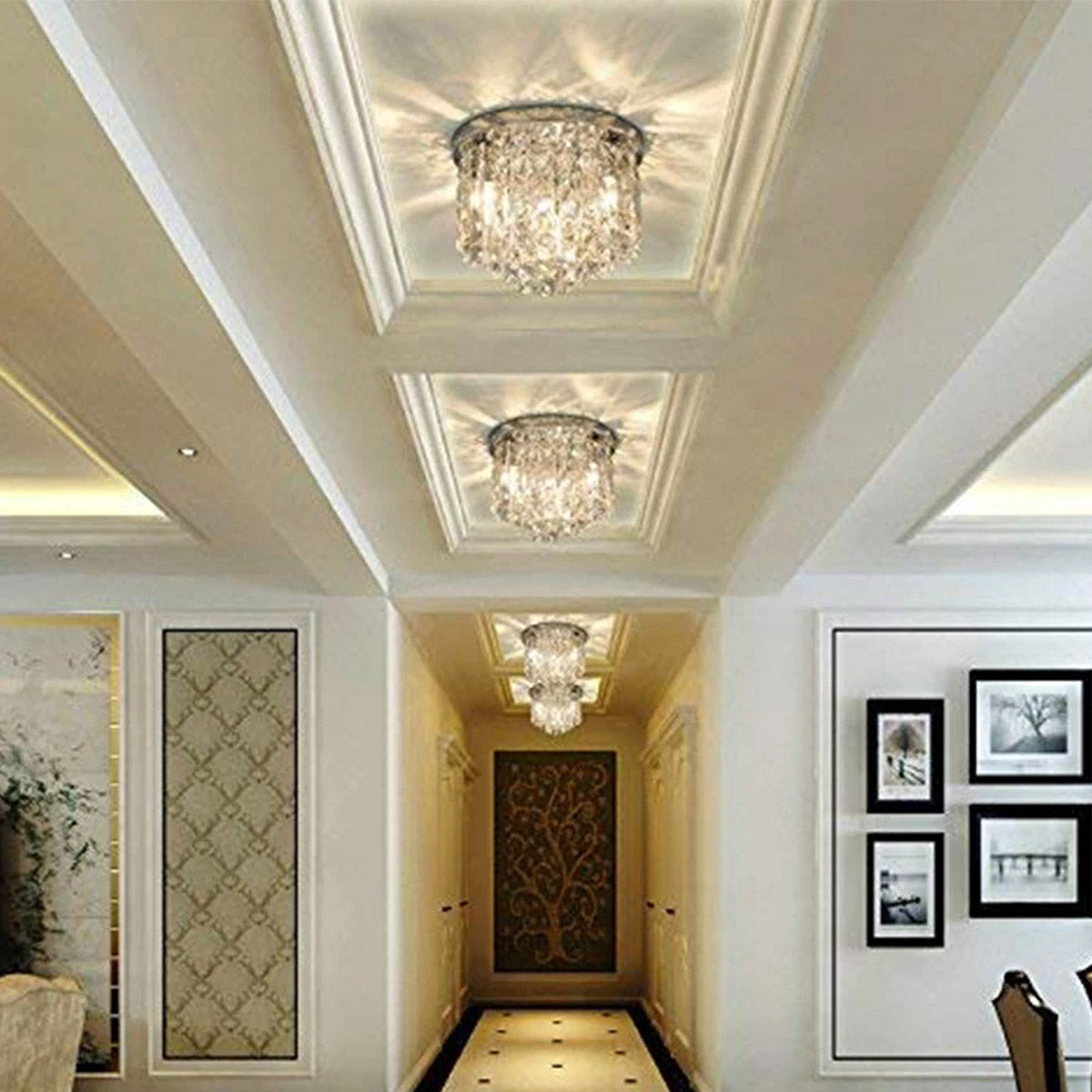 Lustre Rond Cristal Salle à Manger Anneau design