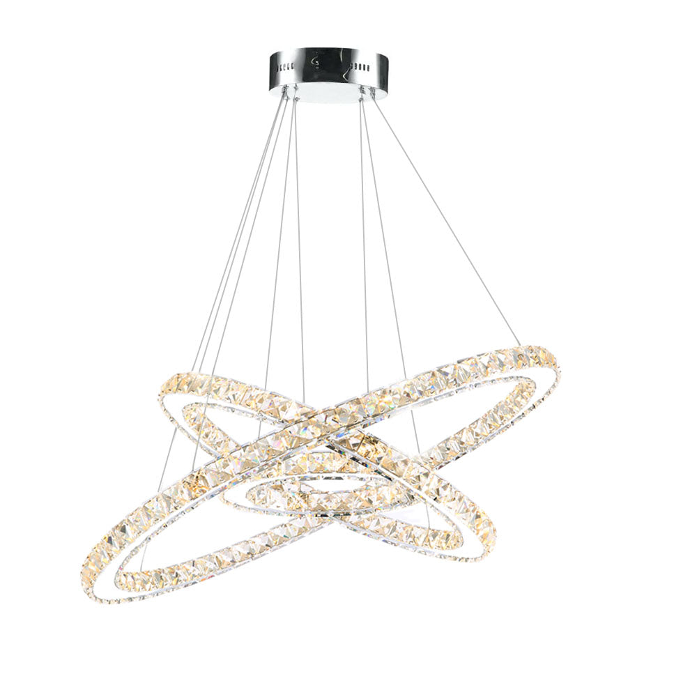Lustre Rectangulaire Cristal Argenté Anneau suspendu