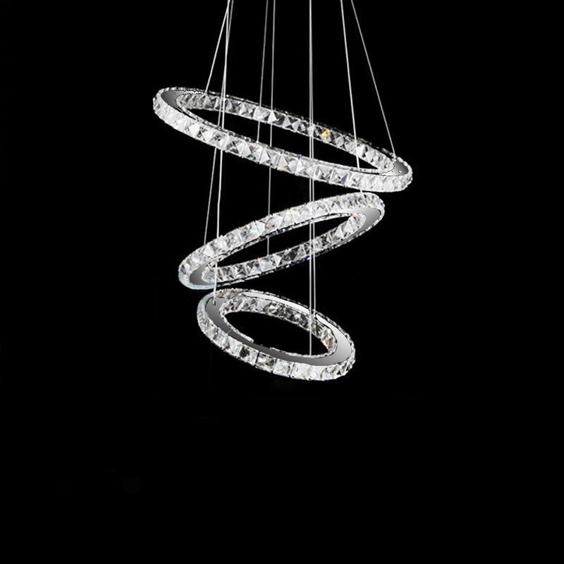 Lustre Rectangulaire Cristal Argenté Anneau