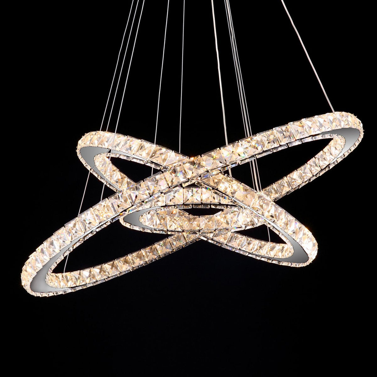 Lustre Rectangulaire Cristal Argenté Anneau argenté