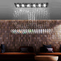 Lustre Rectangulaire Cristal Argenté 6 Lumières