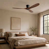 Plafonnier Ventilateur Silencieux Bois Massif Foncé vu de face