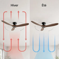 Plafonnier Ventilateur Silencieux Bois Massif Foncé en ambiance