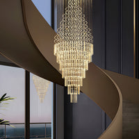 Lustre Cristal Gouttes Flottantes pour Escalier et Entrée