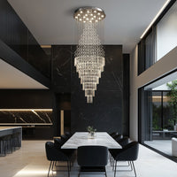 Lustre Cristal Gouttes Flottantes pour Escalier et Entrée