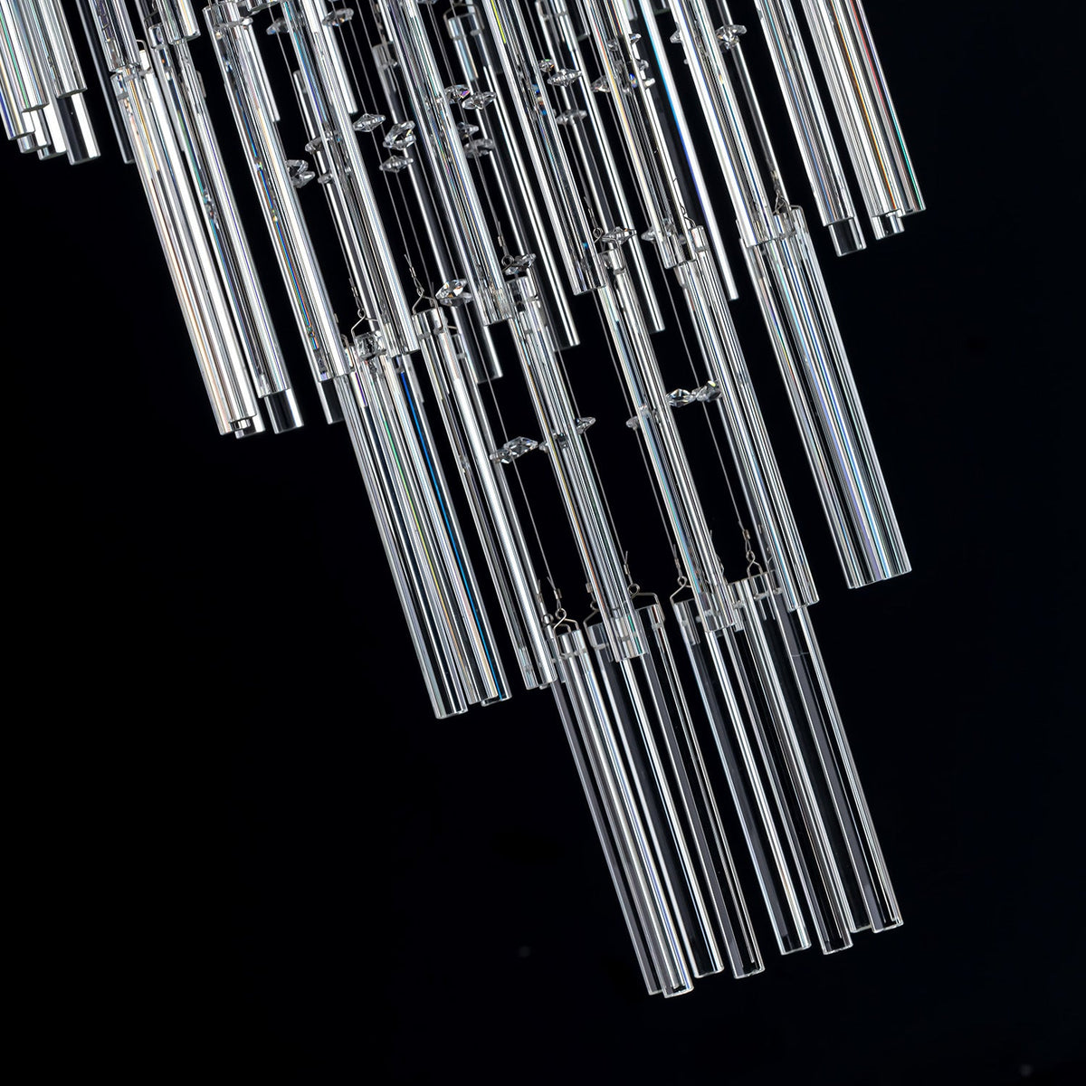 Lustre Cristal Gouttes Flottantes pour Escalier et Entrée