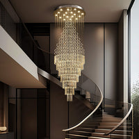 Lustre Cristal Gouttes Flottantes pour Escalier et Entrée